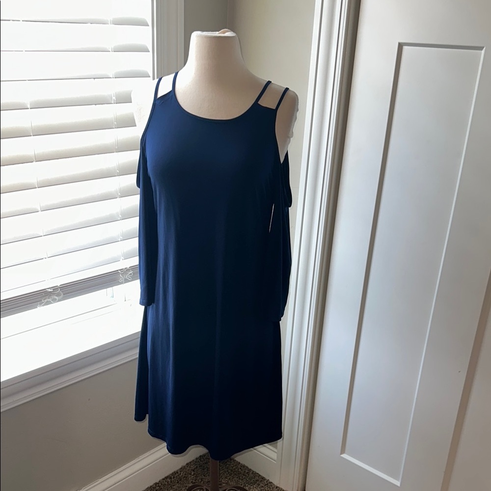 VENUS Deep Blue Cold Shoulder Dress Size Small